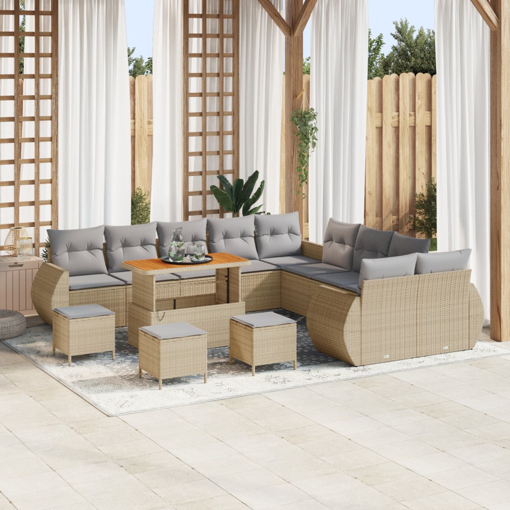 vidaXL Trädgårdsoffset 14 pcs beige och ljusgrå 110 x 55 x 71 cm