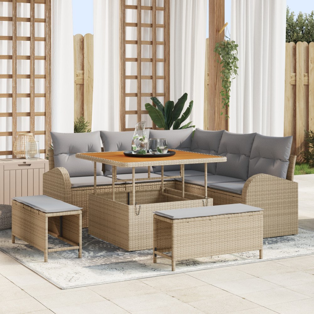 vidaXL Trädgårdsoffset 8 pcs Beige, ljusgrå 100 x 100 x 71 cm