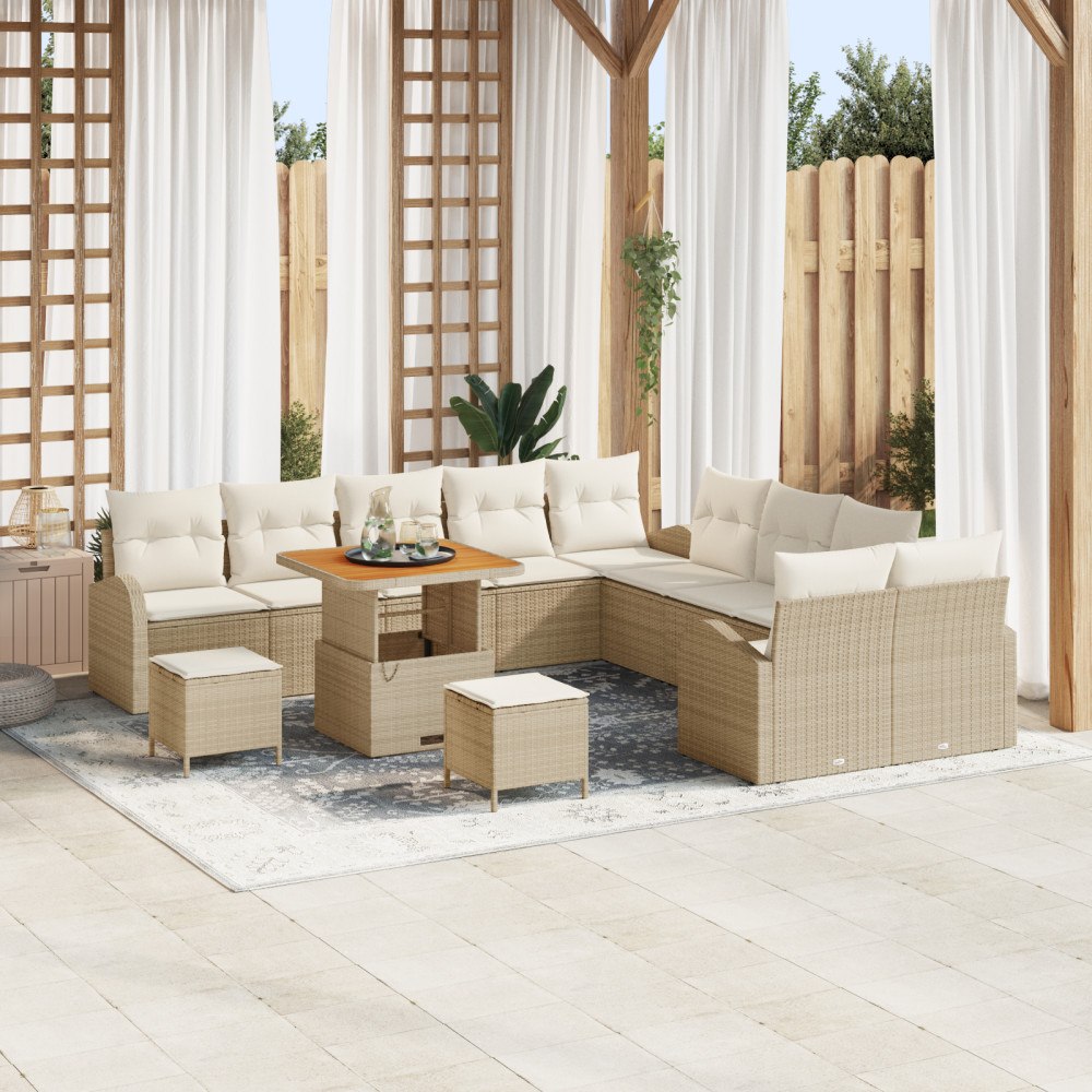 vidaXL Trädgårdsoffset 13 pcs Beige och gräddfärgad 80 x 80 x 71 cm