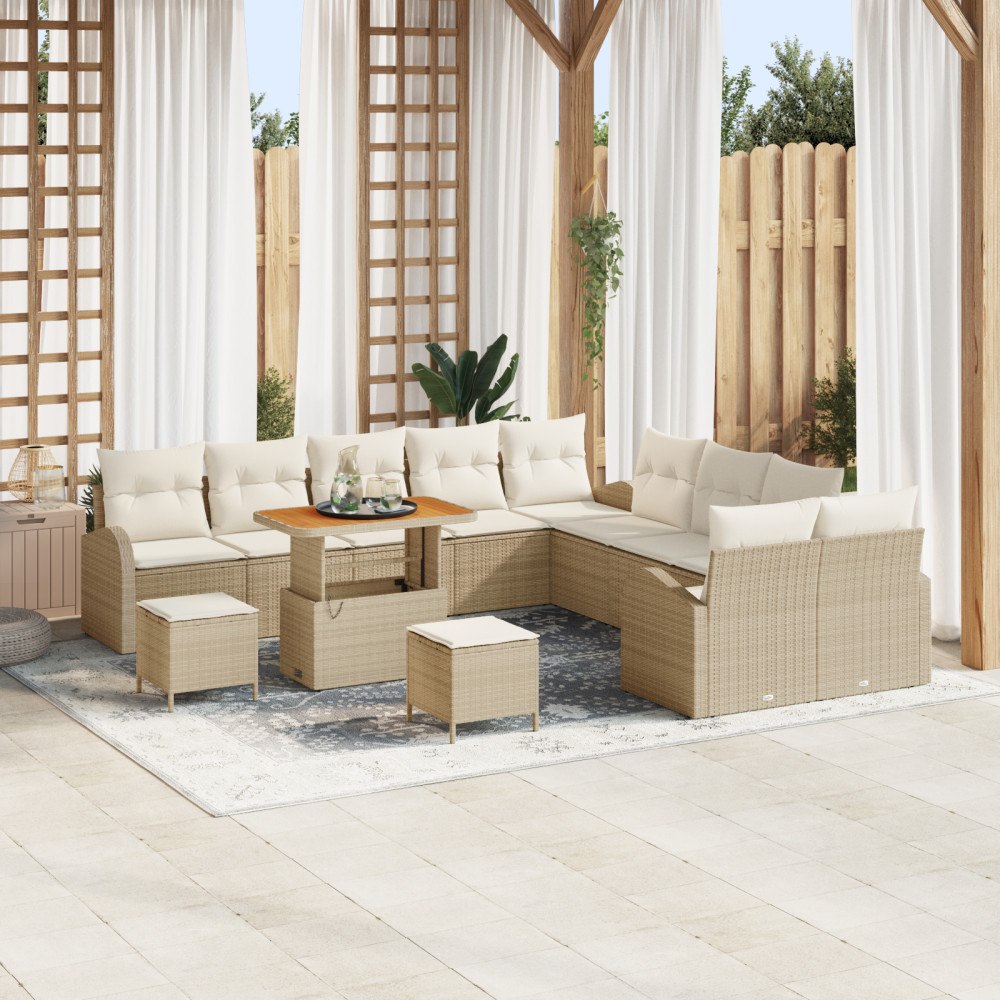 vidaXL Trädgårdsoffset 13 pcs Beige och gräddfärgad 90 x 55 x 71 cm