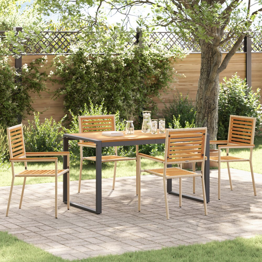 vidaXL Trädgårdsmöbelset 5 pcs Beige 140 x 80 x 75 cm konstrotting