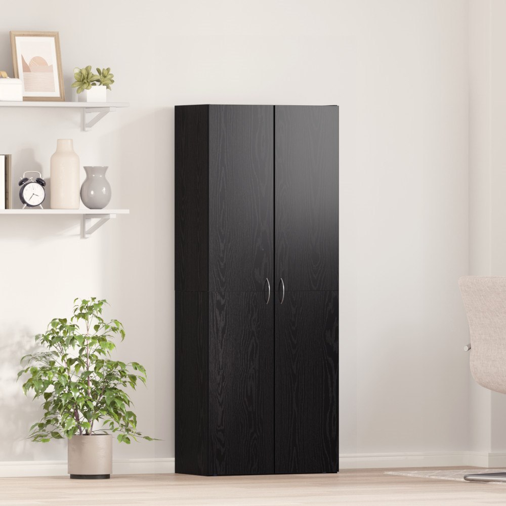 vidaXL Arkivskåp Set om 2 Svart ek Konstruerat trä 60 x 32 x 153 cm