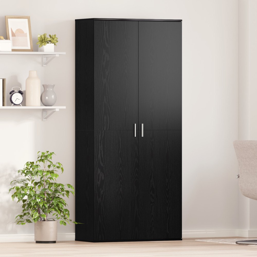 vidaXL Högskåp Svart Ek 80x35x180 cm Konstruerat Trä