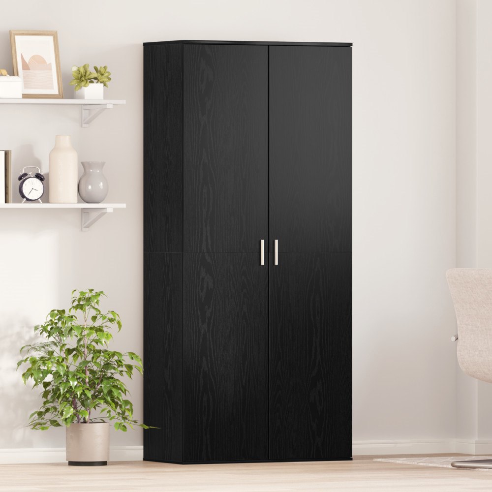 vidaXL Högskåp Svart Ek 80x39x178 cm Trä