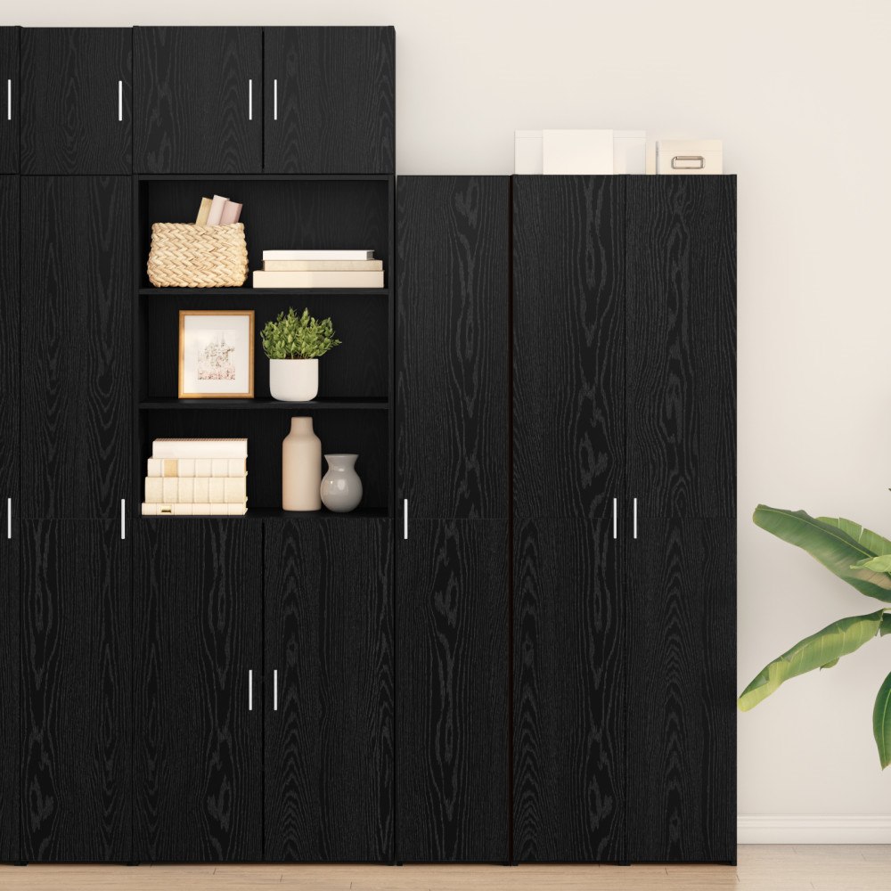 vidaXL Högskåp Svart Ek 30x42.5x185 cm Spånskiva