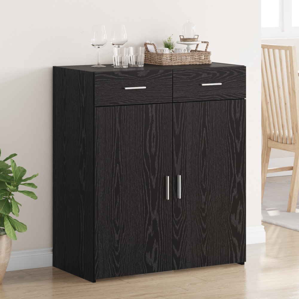 vidaXL Förvaringsskåp Svart ek 80x42,5x93,5 cm Konstruerat trä