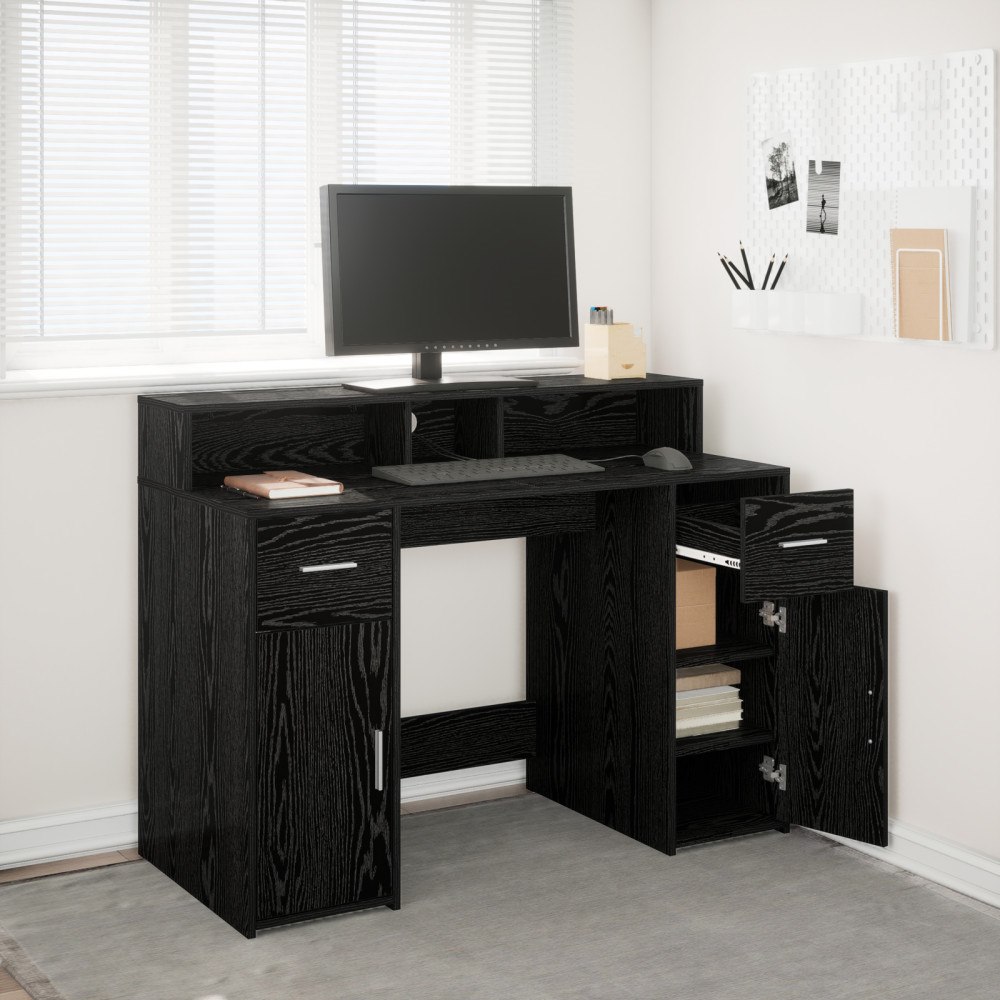 vidaXL Skrivbord Svart Ek 120x55x91 cm Bearbetat trä