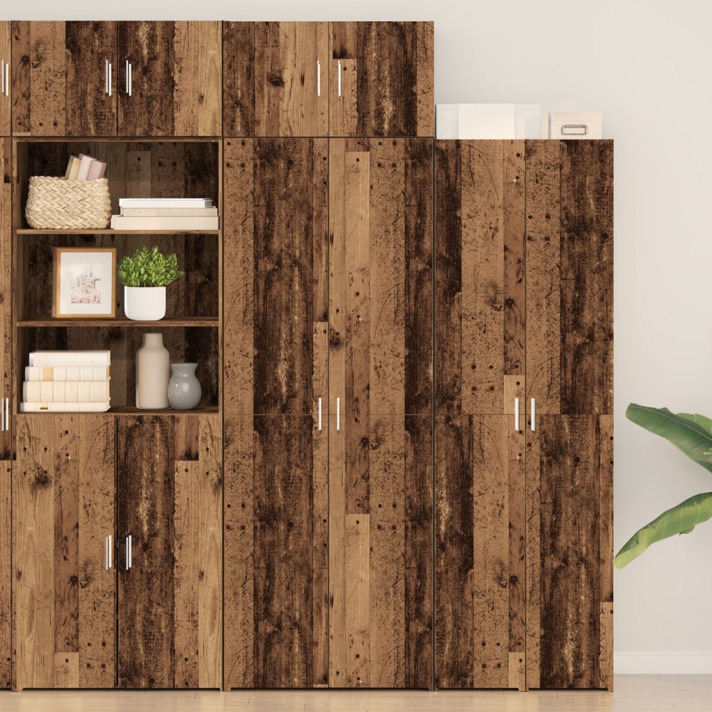vidaXL Förvaringsskåp Gamla trä 70x42.5x225 cm Konstruerat trä, vidaXL Vägghylla Gamla trä 70x42.5x40 cm Konstruerat trä