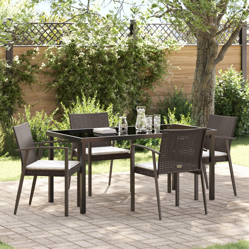 vidaXL Set om 3 Brun PE Rattan Medium Tuff Rektangulär Modern