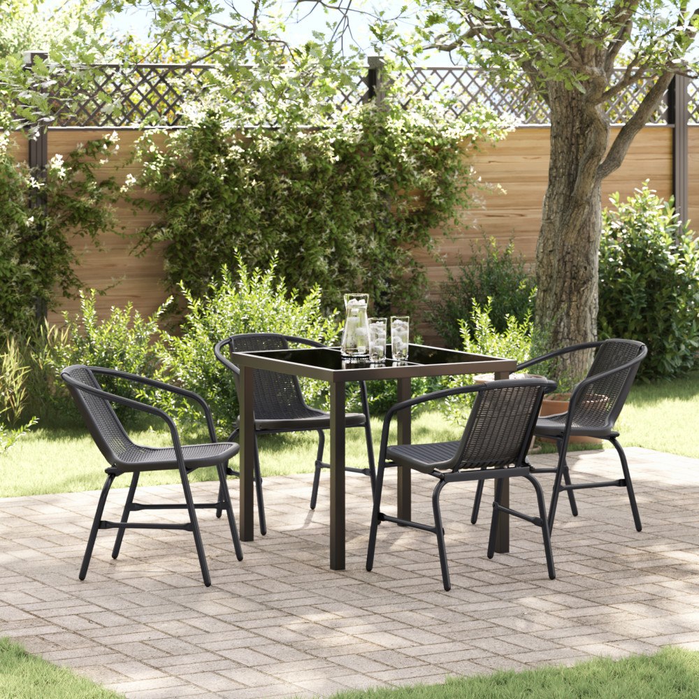 vidaXL 5-delat trädgårdsmatset Svart Poly Rattan