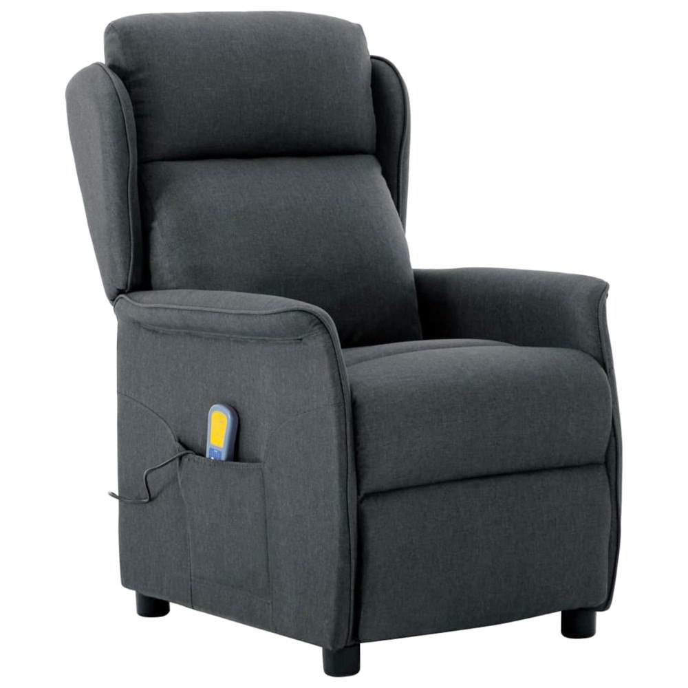 vidaXL Massagefåtölj Mörkgrå Tyg