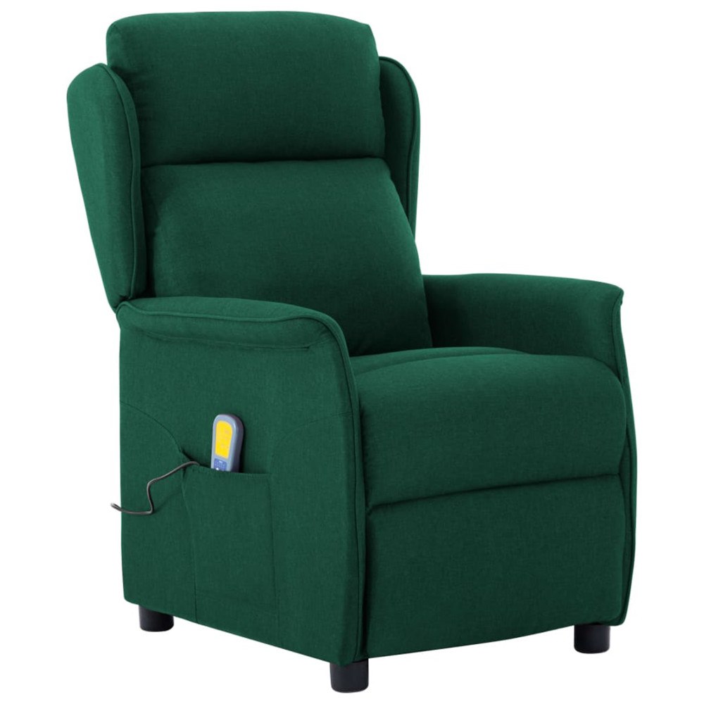 vidaXL Massagefåtölj Mörkgrön Tyg