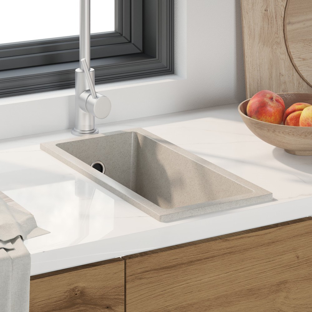 vidaXL Köksdiskho med överfullshål beige granit