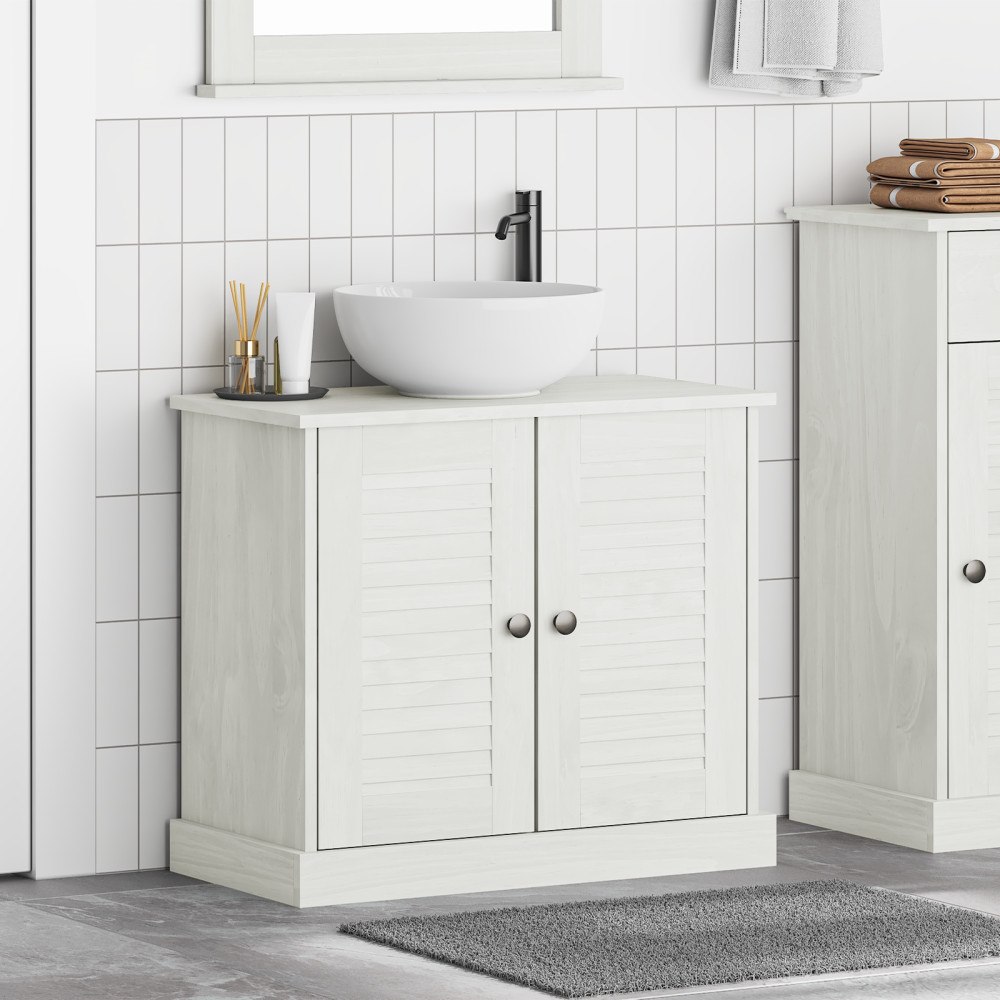 vidaXL Handfat Skåp "VIGO" med Dörrar 67.5x34x59 cm Solid Trä Furu