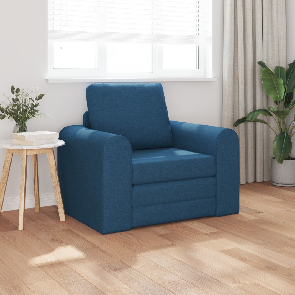 vidaXL Golv Soffa Säng 2-i-1 Blå 98x71x83 cm Tyg