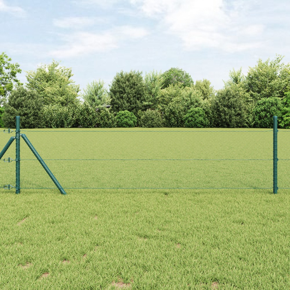 vidaXL Hexagon Staket Grön 1.2x10 m Stål