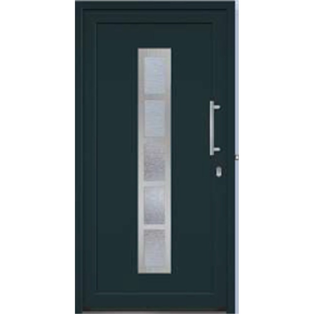 vidaXL Ingångsdörr Antracit Metall 108 x 208 cm Dekorativa inläggningar