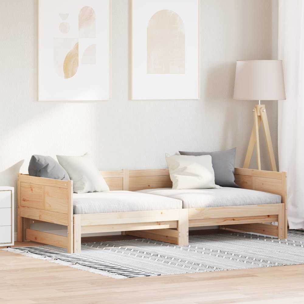 vidaXL Utdragbar Dagbädd 90x200 cm Massivt Trä Tall