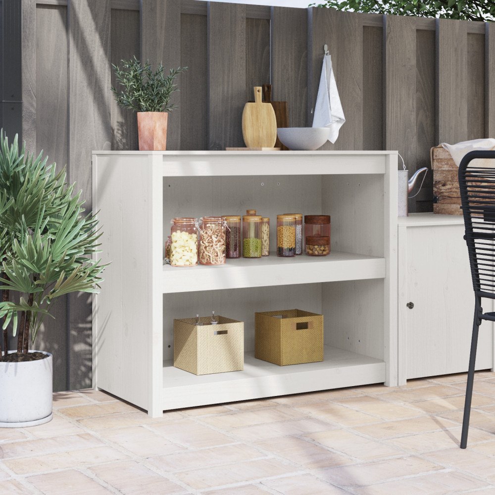 vidaXL Utomhuskökskåp Vitt 106x55x92 cm Massivt Tallträ