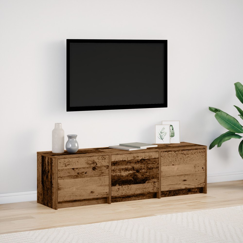 vidaXL TV-bänk med LED gammalt trä 140x34x40 cm
