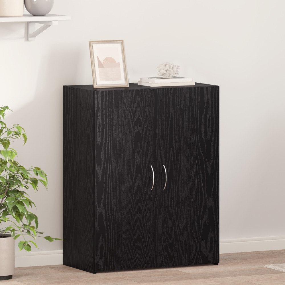 vidaXL Kontorskåp Svart ek 60x32x77.5 cm Konstruerat trä