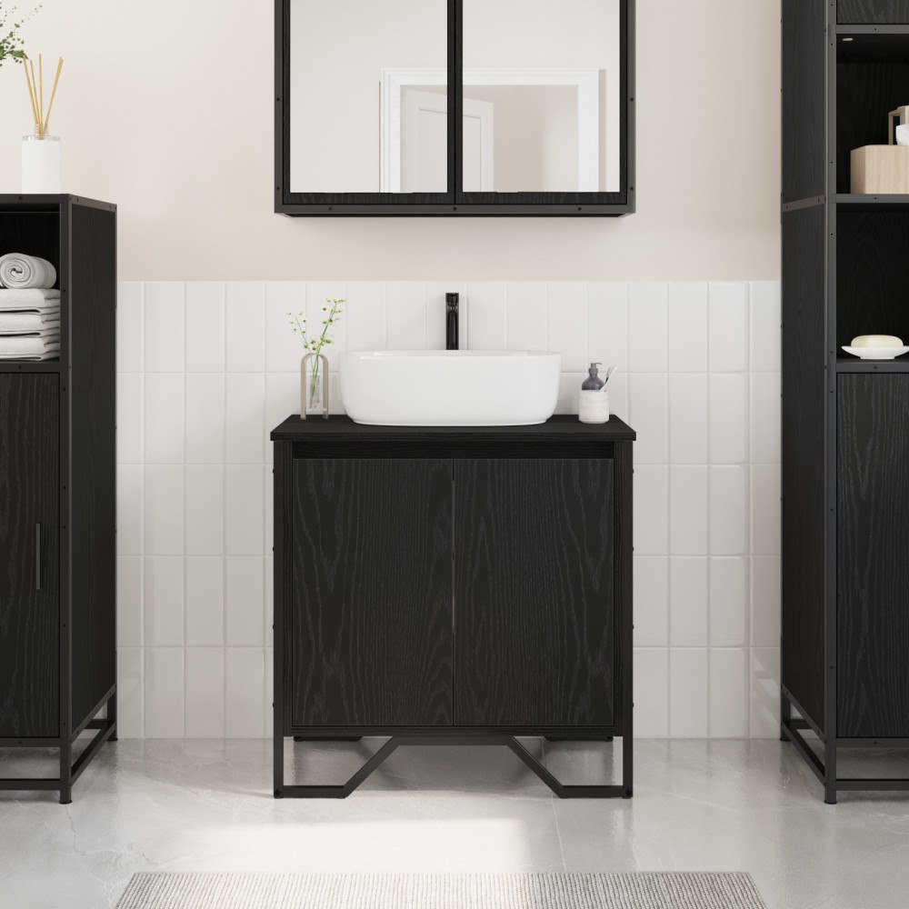vidaXL Badrum Handfatsskåp Svart ek 60x35x50 cm Konstruktion i MDF