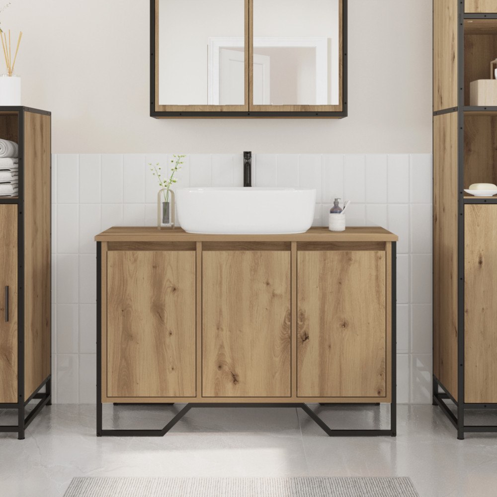 vidaXL Badrumshandfatsskåp Artisan ek 91x35x60 cm Konstruerat trä