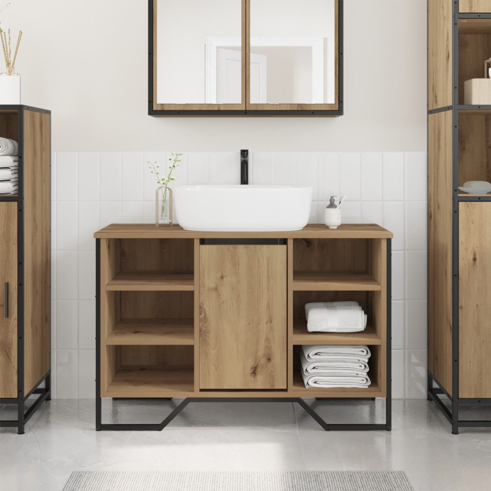 vidaXL Badrumshandfatsskåp Artisan Ek 91x35x60 cm Konstruerat trä