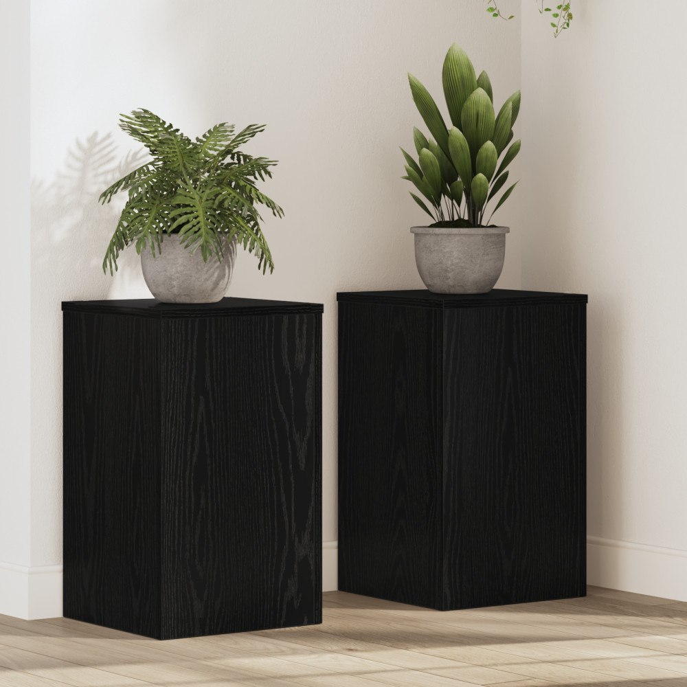 vidaXL Växtställ 2 st Svart Ek 30x30x50 cm Konstruerat Trä