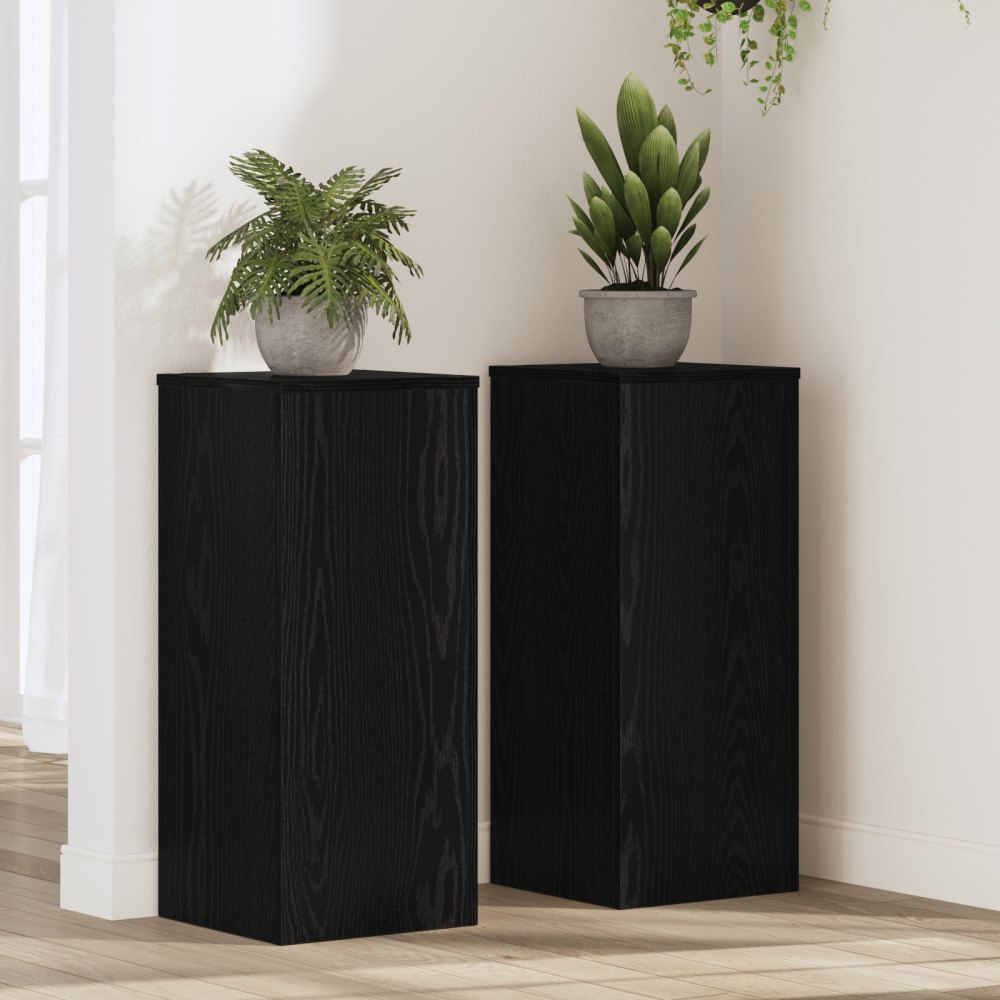 vidaXL Växtställ 2 st Svart Ek 30x30x70 cm Konstruerat Trä