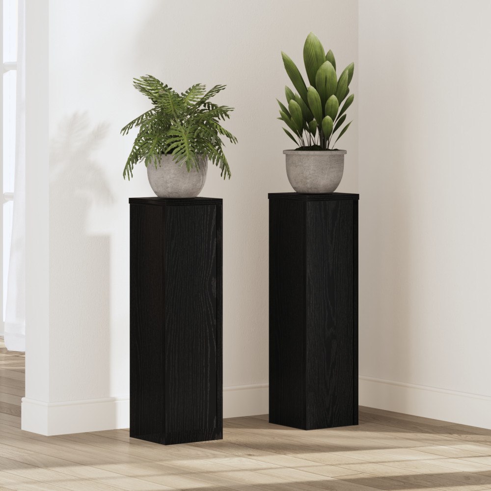 vidaXL Växtställ 2 st Svart Ek 17x17x60 cm Konstruerat Trä