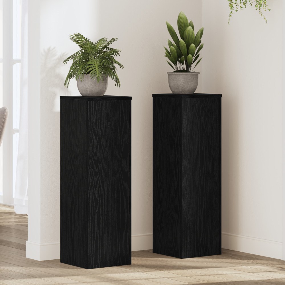 vidaXL Växtställ 2 st Svart Ek 25x25x80 cm Ingenjör trä