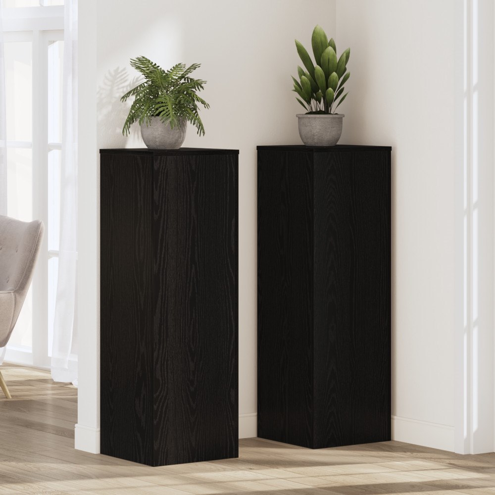 vidaXL Växtställ Svart Ek 33x33x100 cm Ingenjörsträ
