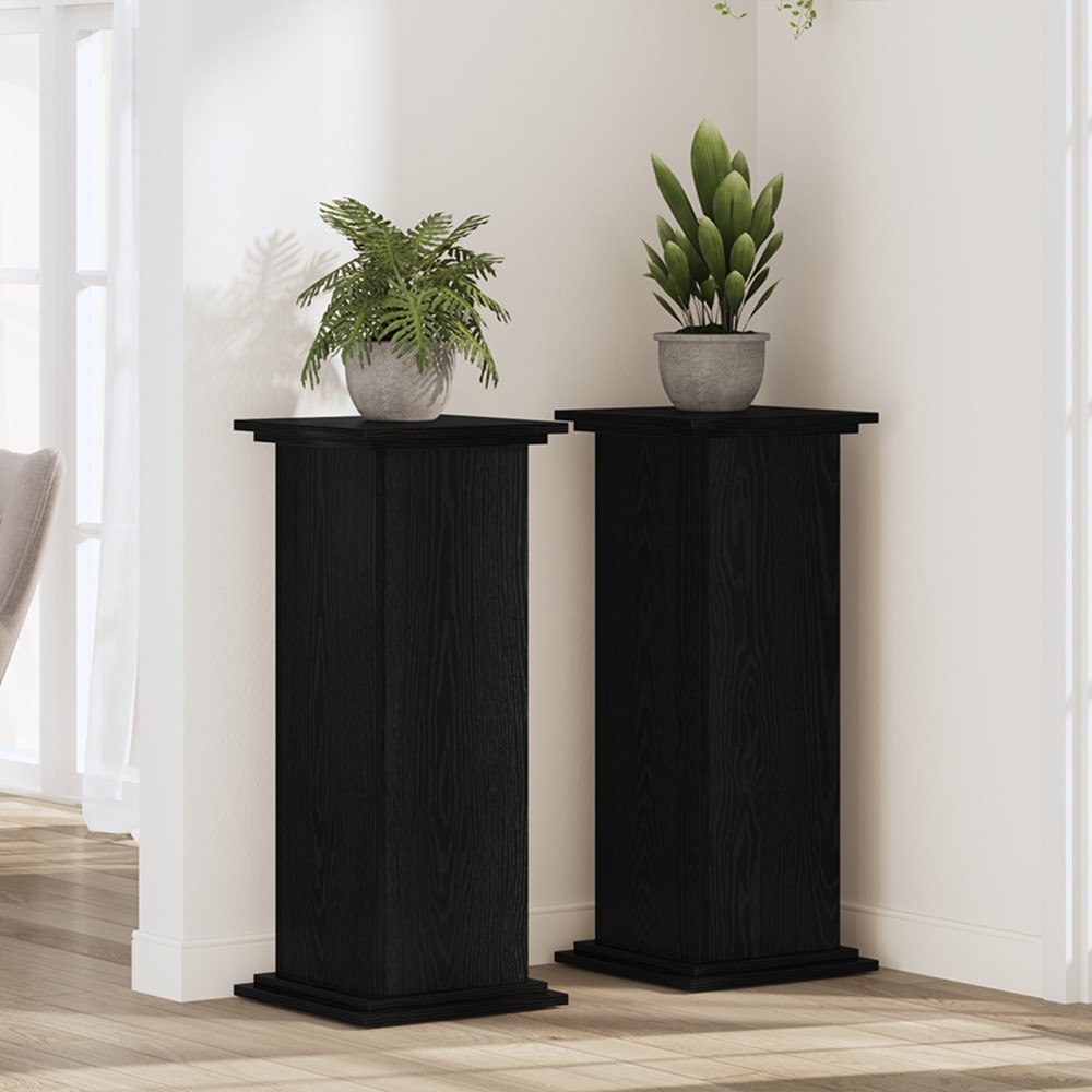 vidaXL Växtställ Svart Ek 33x33x80 cm Trä