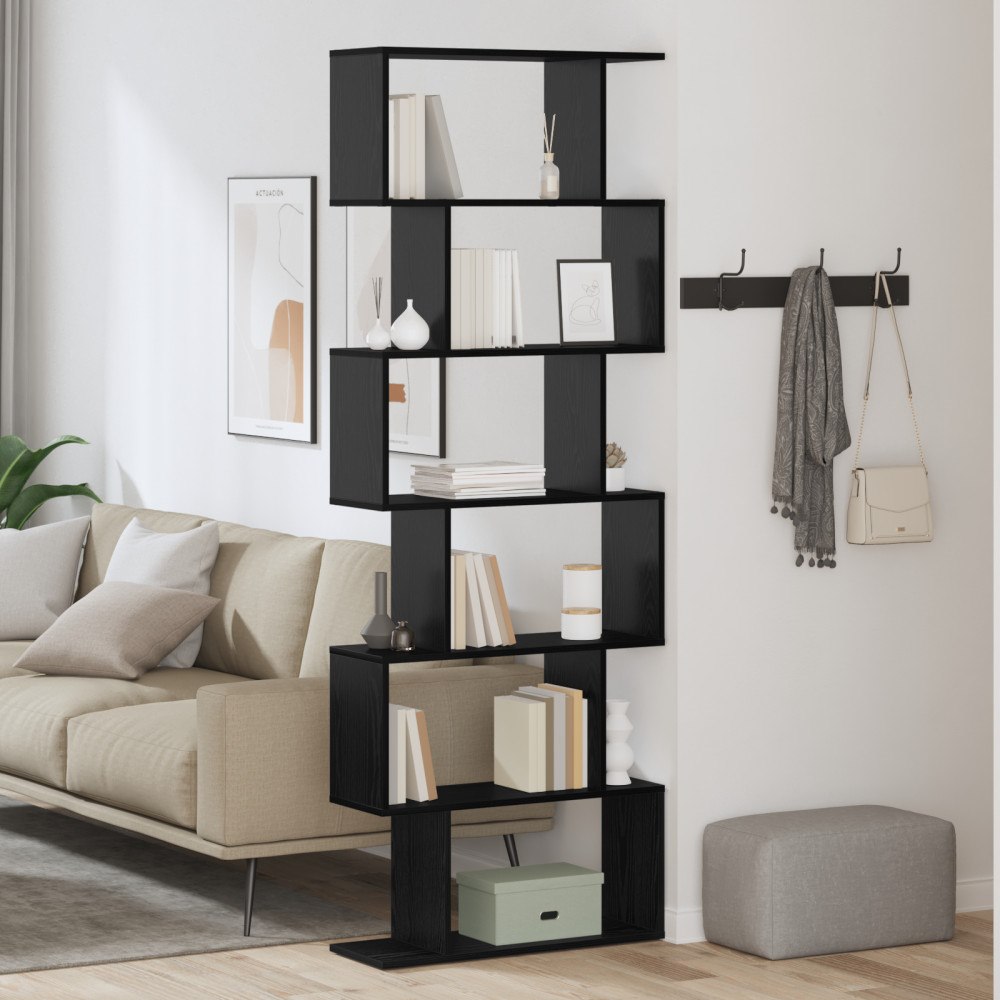 vidaXL Bokskåp Svart ek 70x24x193.5 cm Ingenjörsträ