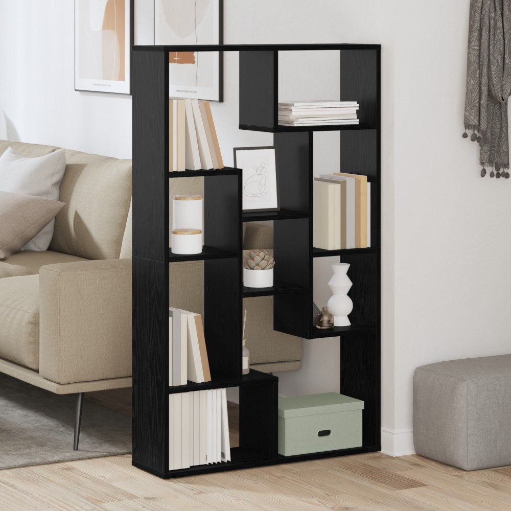 vidaXL Bokhylla i svart ek 72x20x120 cm konstruerat trä