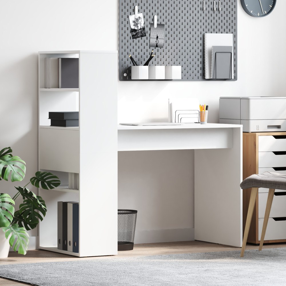 vidaXL Skrivbord med Förvaring Vitt 113x54x120 cm Konstruerat trä
