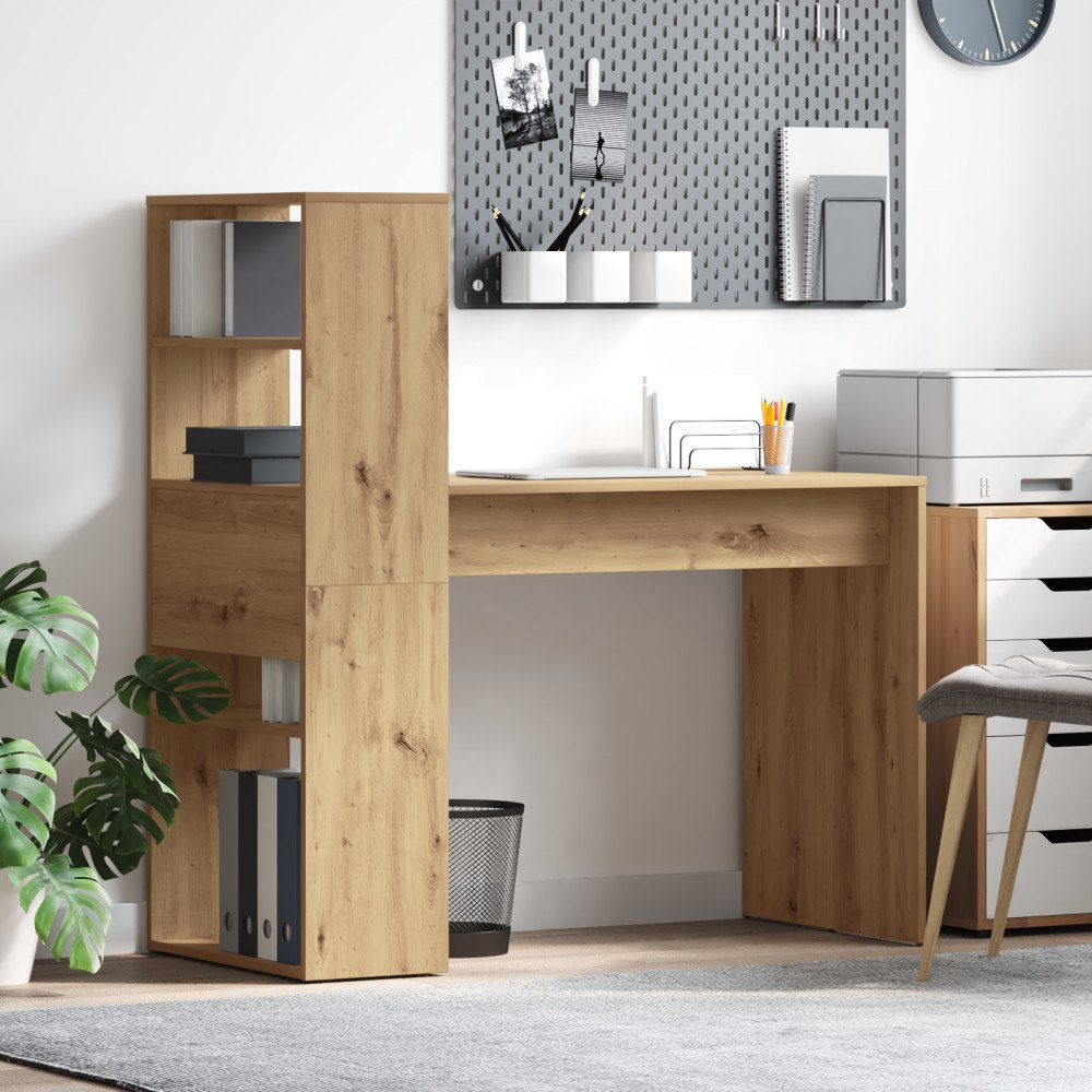 vidaXL Skrivbord med förvaring Artisan Ek 113x54x120 cm Ingenjörsträ