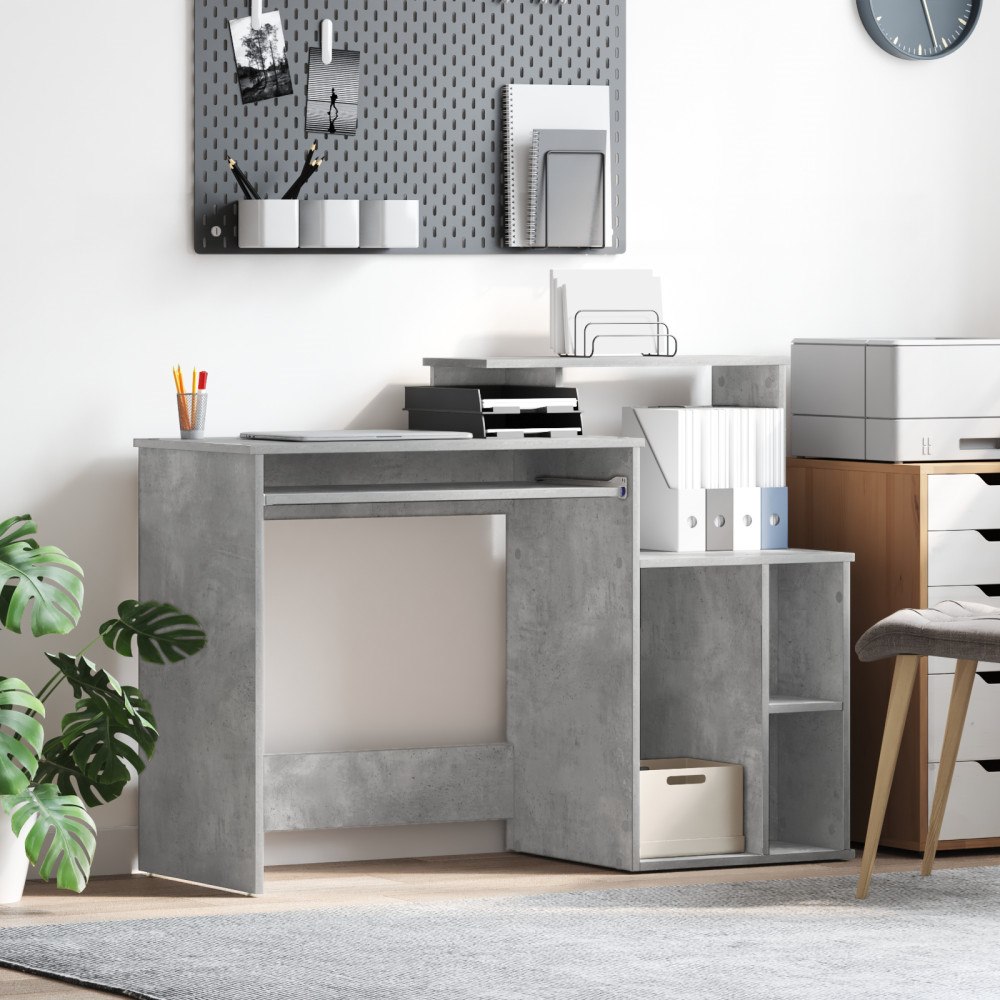vidaXL Skrivbord med Förvaring Betonggrå 120.5x44x88.5 cm Konstruerat trä