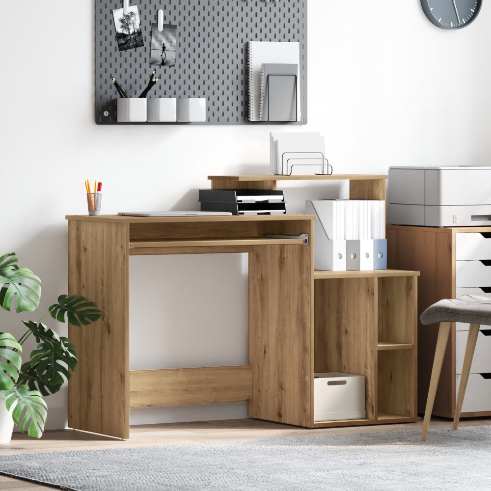 vidaXL Skrivbord med Förvaring Ek 120,5x44x88,5 cm Konstruerat trä