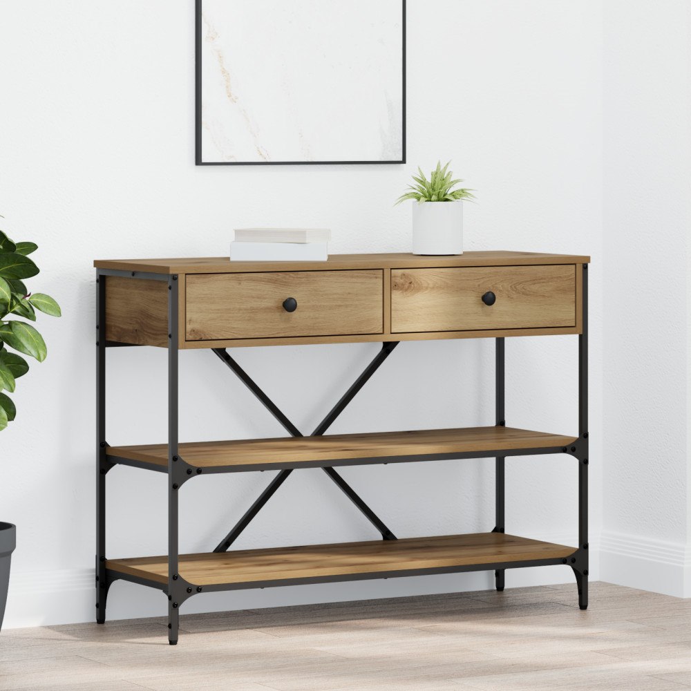 vidaXL Konsolbord Artisan ek 100x34.5x75 cm Konstruerat trä
