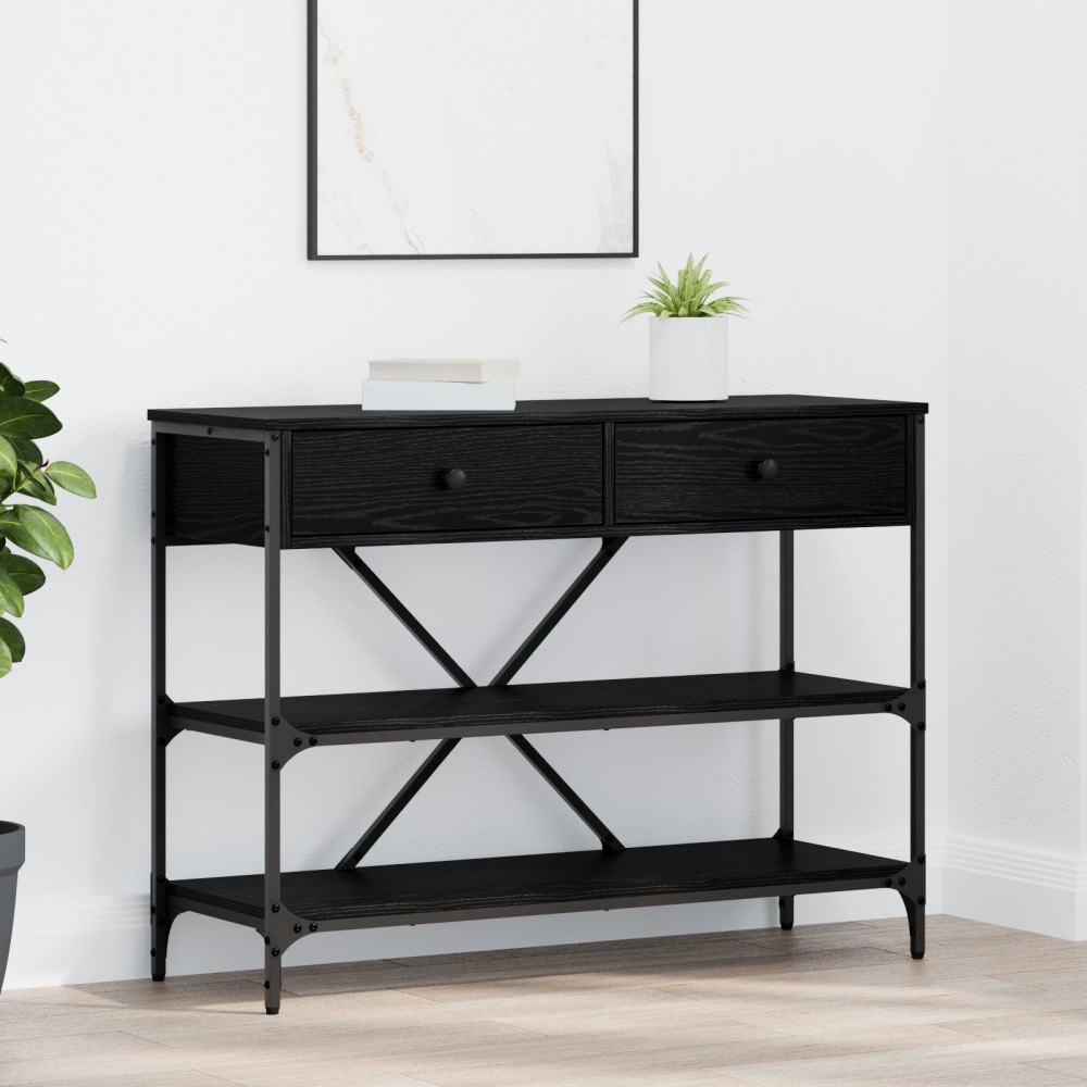 vidaXL Konsolbord Svart Ek 100x34.5x75 cm Konstruerat Trä