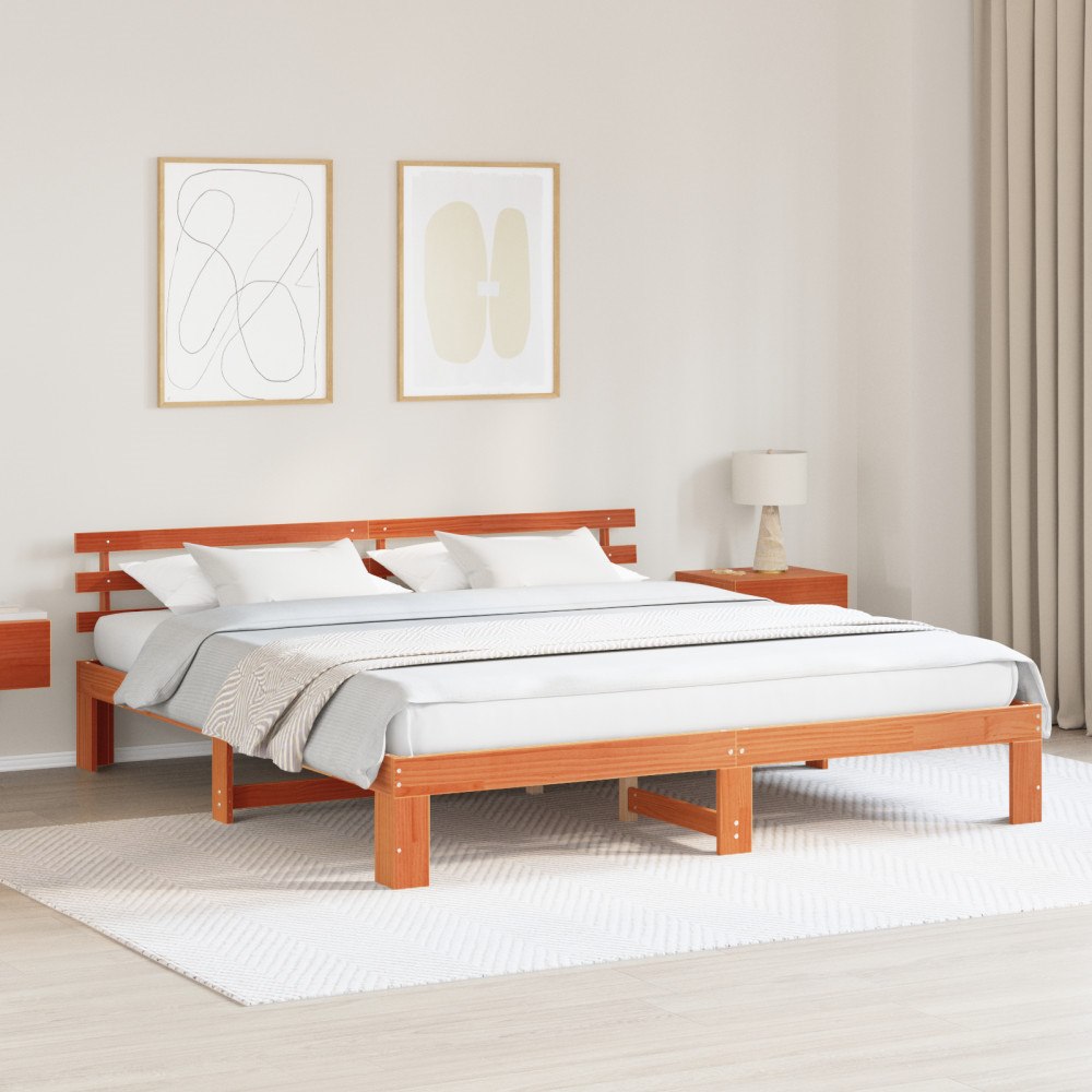 vidaXL Massivt Tallbäddram Vaxbrun Massivt trä 200 x 200 cm Tallbäddram