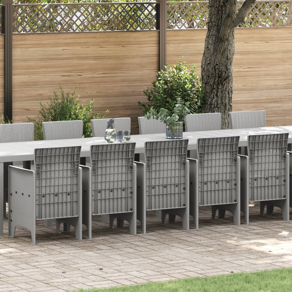 vidaXL 17-delars trädgårdsmatsal Ljusgrå Poly Rattan