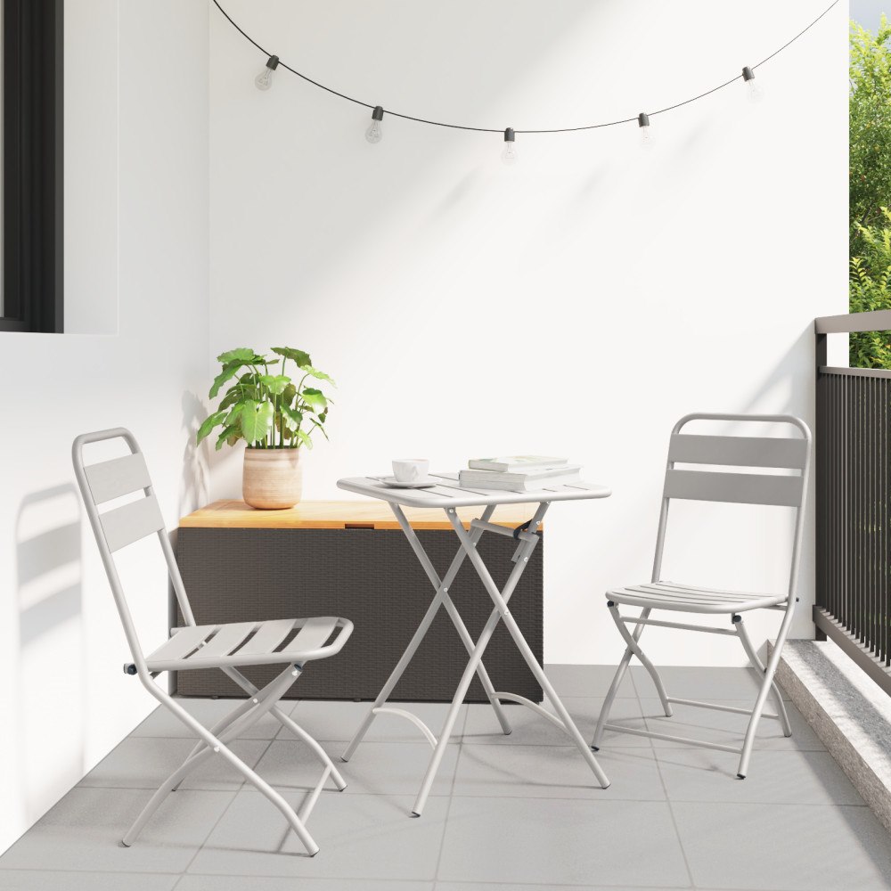 vidaXL Fällbara Trädgårdsstolar 2 st Beige 42x52x82 cm Pulverlackerat Stål