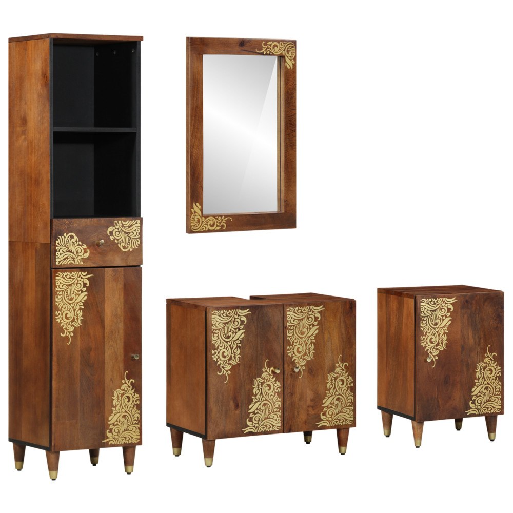 vidaXL Badrumsmöbel Set 4 pcs Brun 62 x 33 x 58 cm Massivt Mangoträ