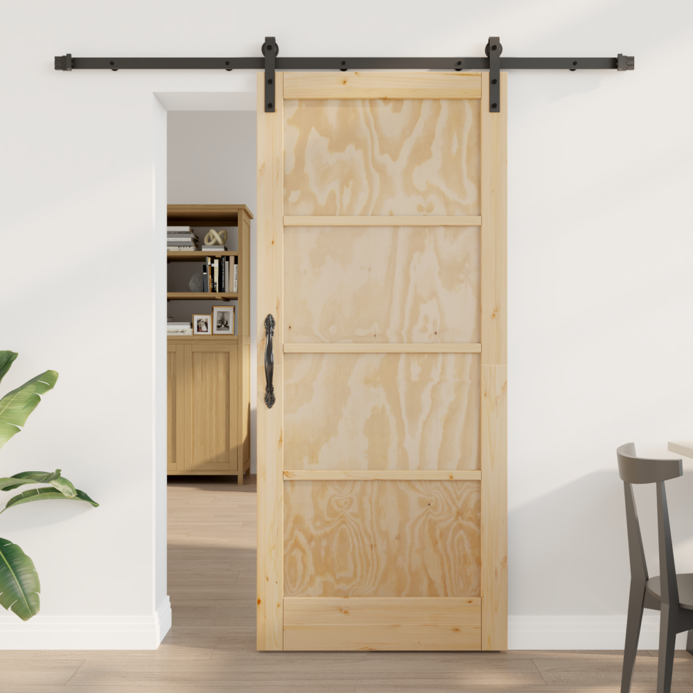 vidaXL Skjutdörr med Hårdvaruset 86x198.5 cm Solitt Furu