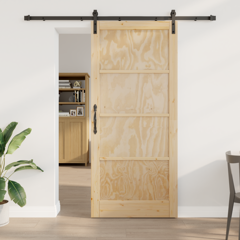 vidaXL Skjutdörr med Tillbehörsset 93x211 cm Solid Trä Furu