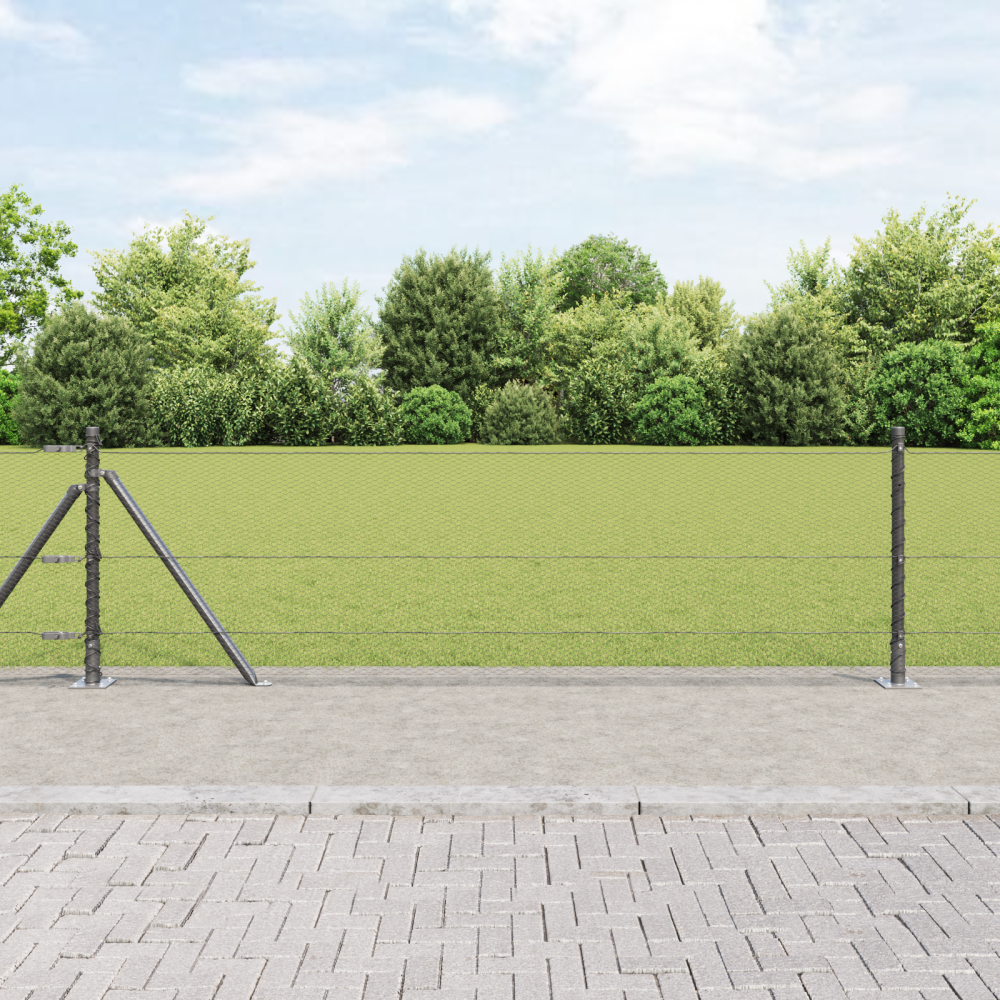 vidaXL Staket med stolpar Grå 0.6 x 10 m PVC-belagd stål