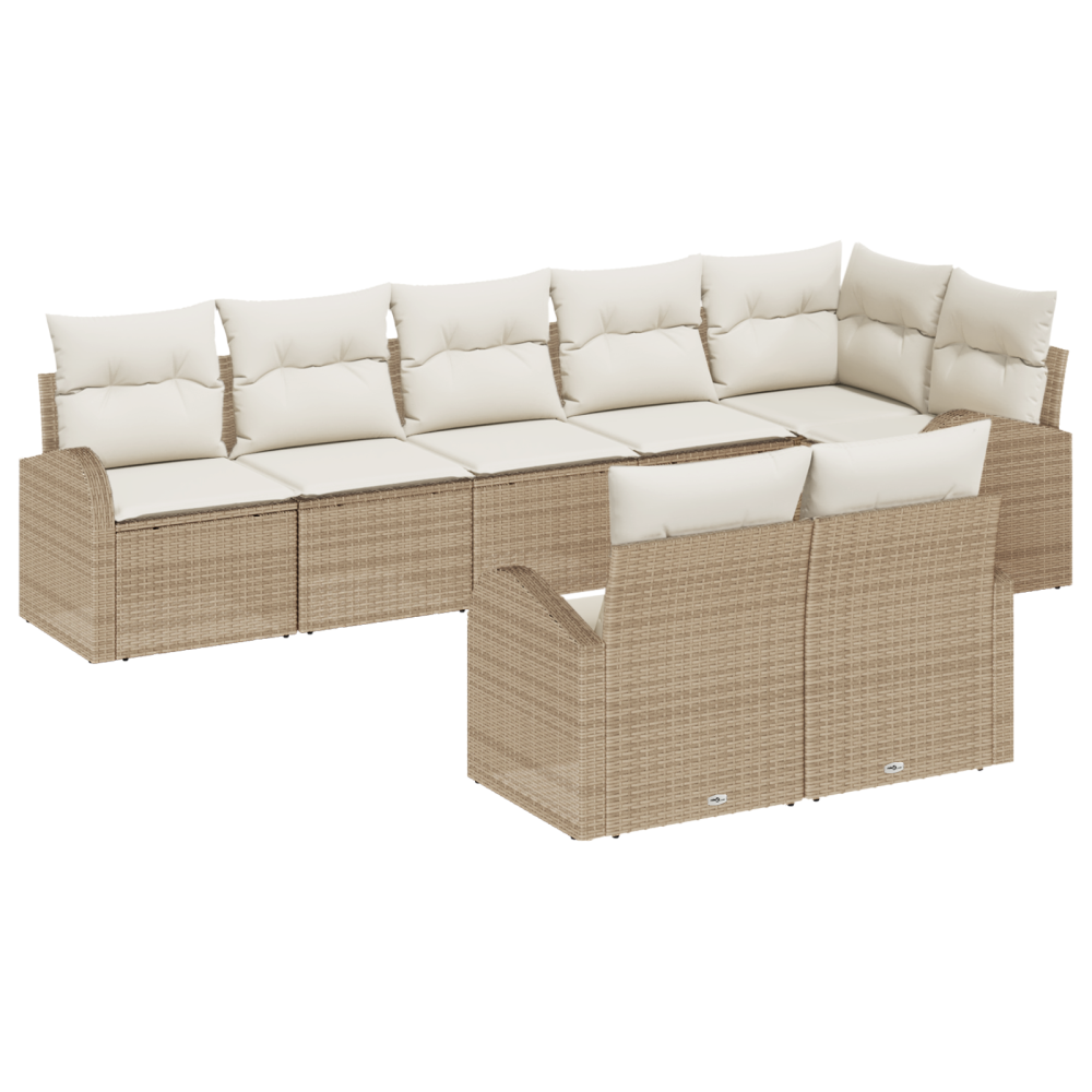 vidaXL 8-delat trädgårdsoffaset med kuddar Beige Poly Rotting